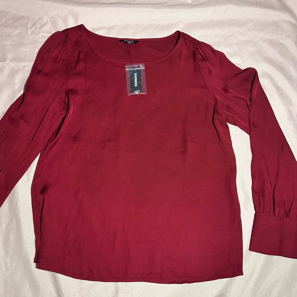 Express Deep Red Long Sleeve Blouse